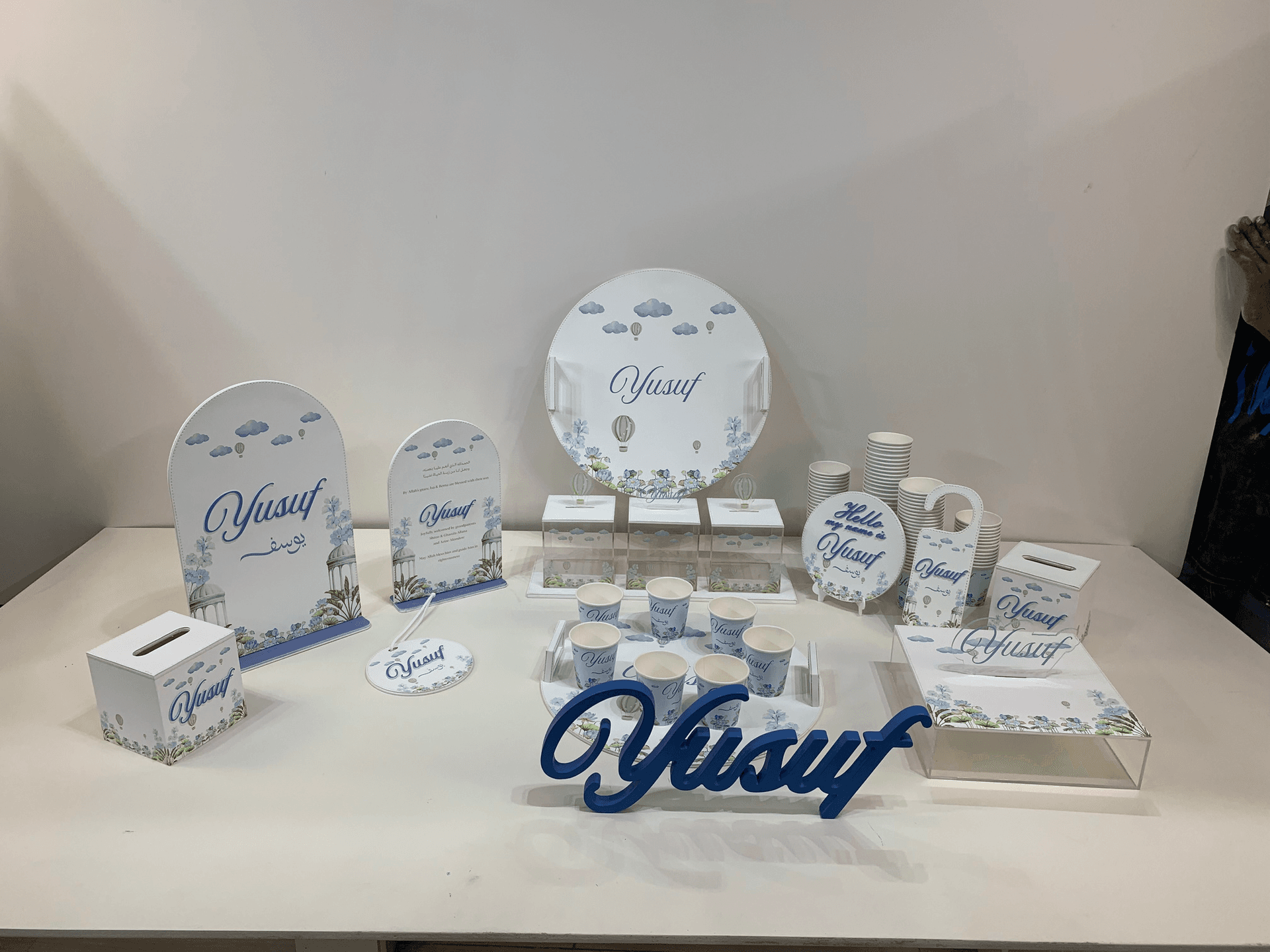 Newborn Reception Gift Set - Blue Botanical Balloon Premium